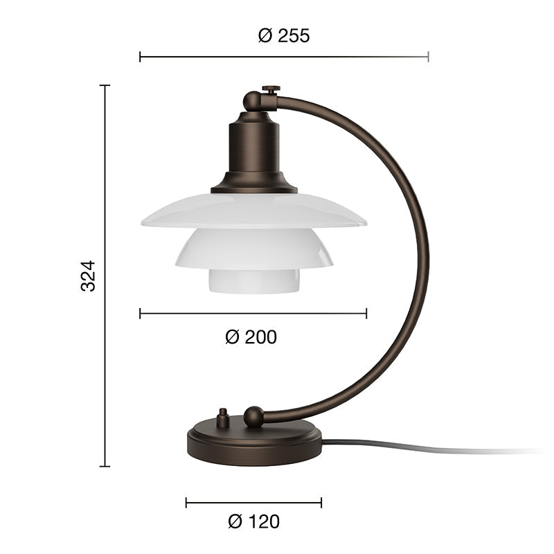 Louis Poulsen PH 2/2 Luna Aged Brass Opal Table Lamp