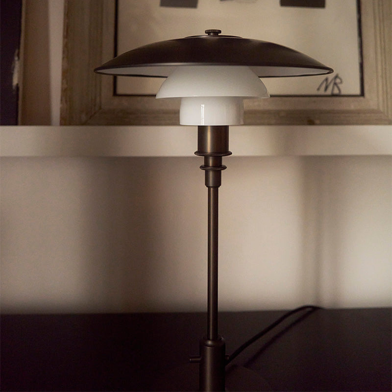 Louis Poulsen PH 3/2 Aged Brass Opal Table Lamp
