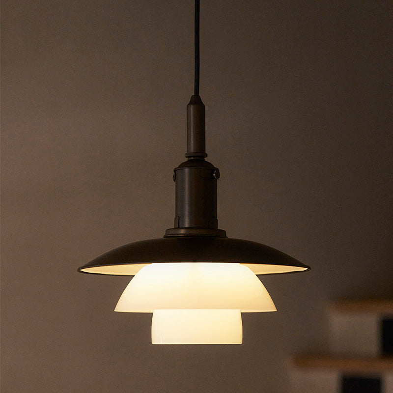 Louis Poulsen PH 3/3 Aged Brass Opal Pendant Light