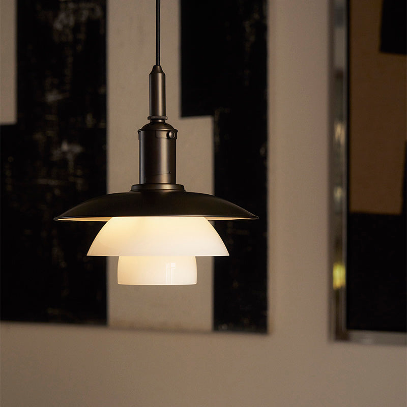 Louis Poulsen PH 3/3 Aged Brass Opal Pendant Light