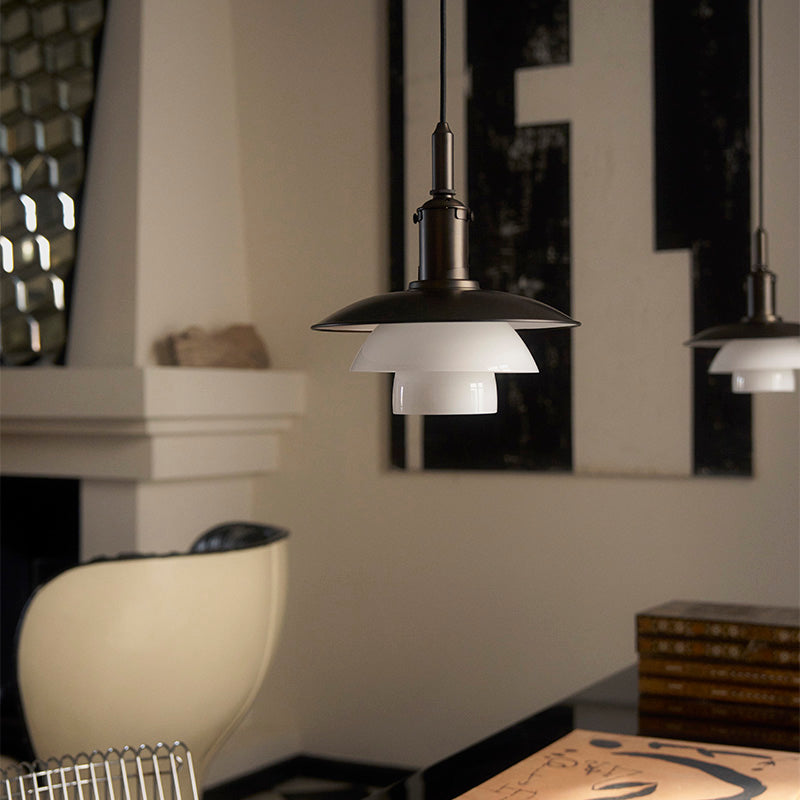 Louis Poulsen PH 3/3 Aged Brass Opal Pendant Light