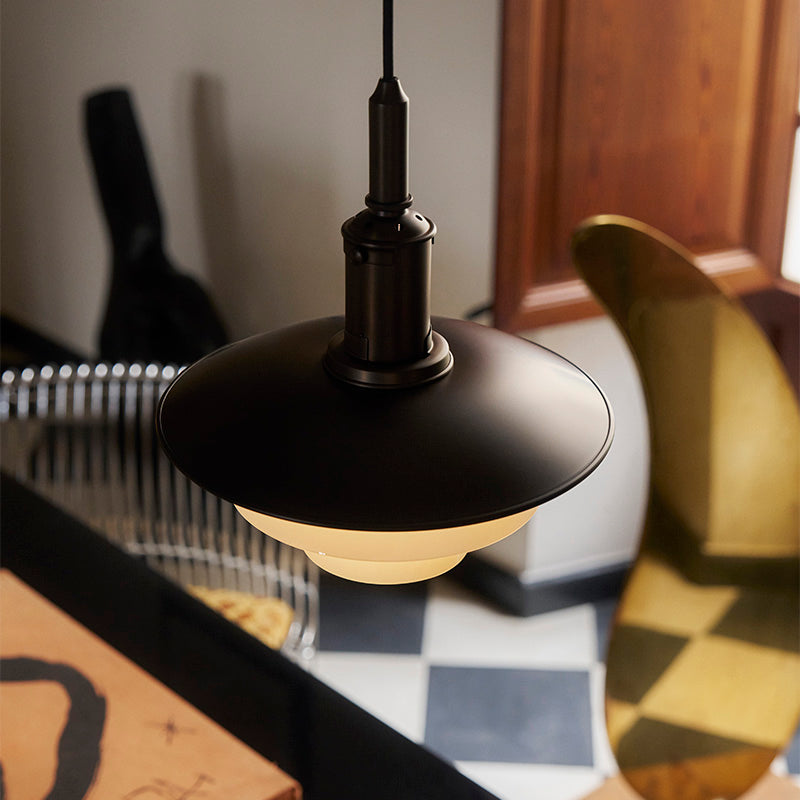 Louis Poulsen PH 3/3 Aged Brass Opal Pendant Light