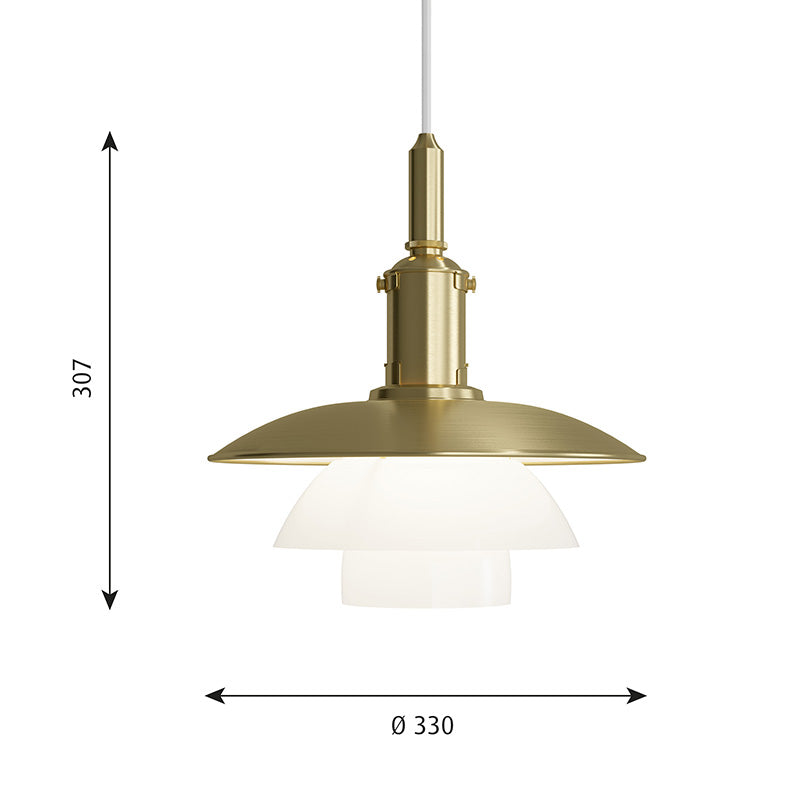 Louis Poulsen PH 3/3 Pendant Light Brass Opal Glass Limited Edition