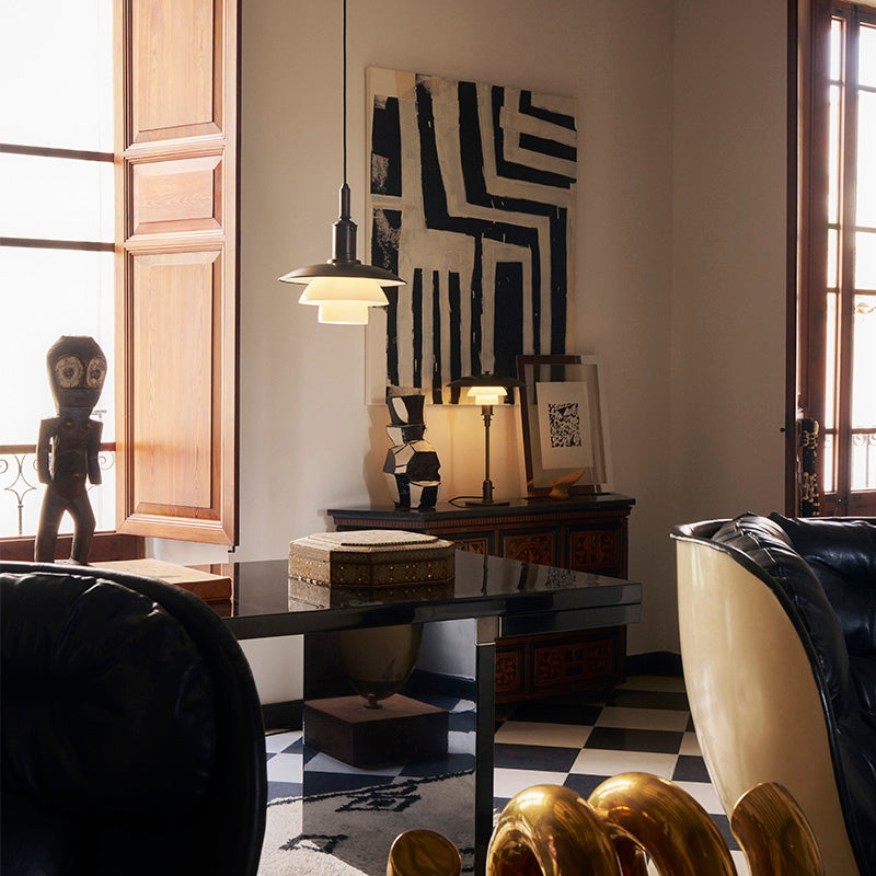 Louis Poulsen PH 3/3 Aged Brass Opal Pendant Light