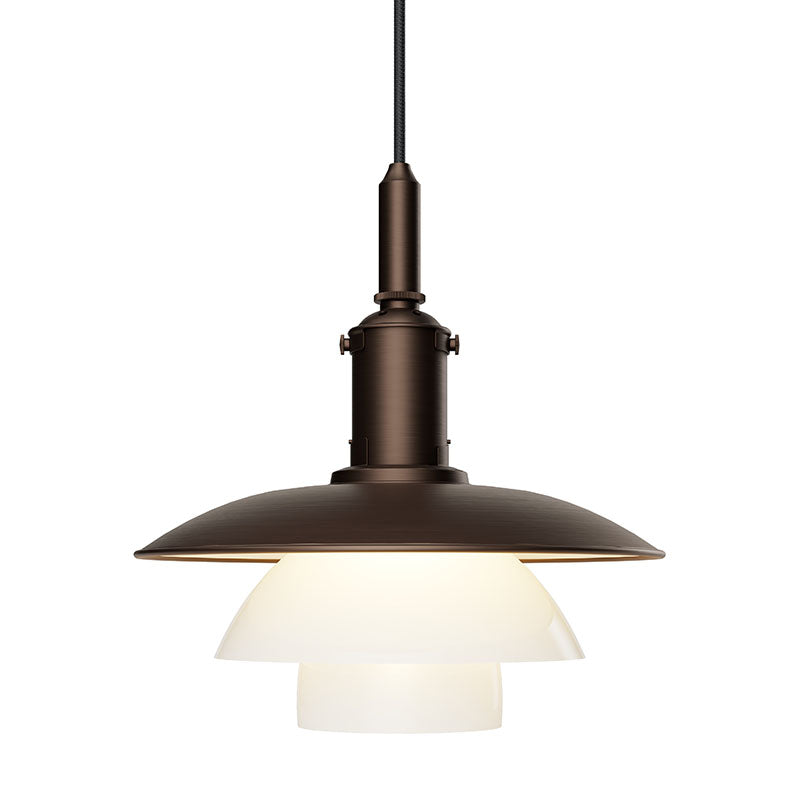 Louis Poulsen PH 3/3 Aged Brass Opal Pendant Light