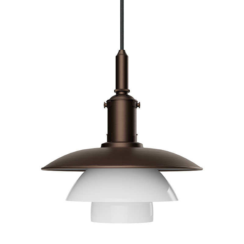 Louis Poulsen PH 3/3 Aged Brass Opal Pendant Light