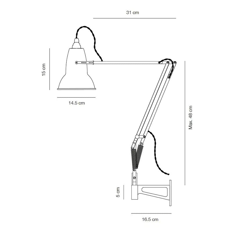 Anglepoise Original 1227 Brass Wall Mounted Lamp